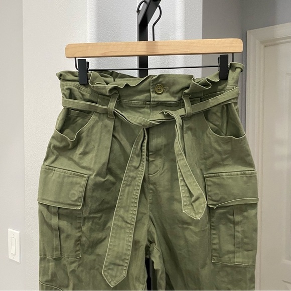 Marissa Webb Collective Pants Size 6 Green Balloon Paper-bag Waist Utility Ankle - Picture 3 of 10